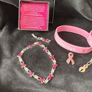 Avon Pink and Silver Courage Bracelet Set